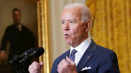 U.S. President Biden takes part in Munich Security Conference virtual event from the White House in Washington