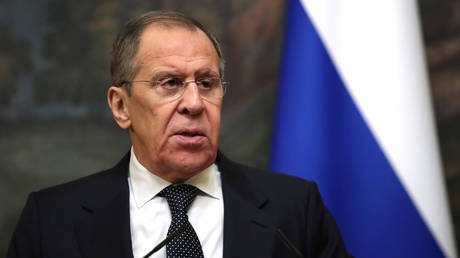 Russian Foreign Minister Sergei Lavrov attends a news conference with his Jordanian counterpart Ayman Safadi following their talks in Moscow, Russia February 19, 2020.  © Reuters / Evgenia Novozhenina
