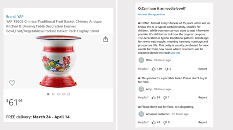 Amazon selling Chinese children&rsquo;s potty as &lsquo;traditional fruit basket&rsquo; to Americans triggers flood of jibes & warnings from China