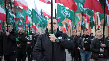 FILE PHOTO. Supporters of the National-Radical Camp (ONR) march in Warsaw. ©Agata Grzybowska / Agencja Gazeta via REUTERS