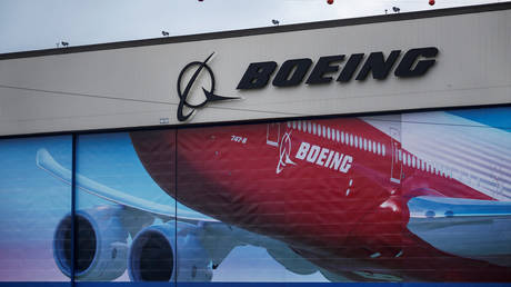 FILE PHOTO: A Boeing logo is seen at the company's facility in Everett, Washington, US January 21, 2020