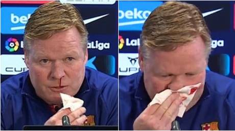 Fans concerned for Barca boss Koeman after second NOSEBLEED prompts premature end to presser &ndash; before cause is clarified