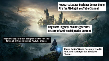 Hogwarts Legacy. © Warner Bros. Games; (insets) Screenshots from indiewire.com, cbr.com, screenrant.com, vg247.com