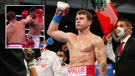 Canelo Alvarez beat challenger Yildirim to retain his titles in Florida. © AFP / Twitter