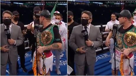 &lsquo;The disrespect!&rsquo; WATCH hilarious moment Canelo kicks out cheeky ring-crashers with foul-letter tirade
