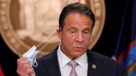 New York Governor Andrew Cuomo is shown at a Covid-19 briefing last July.