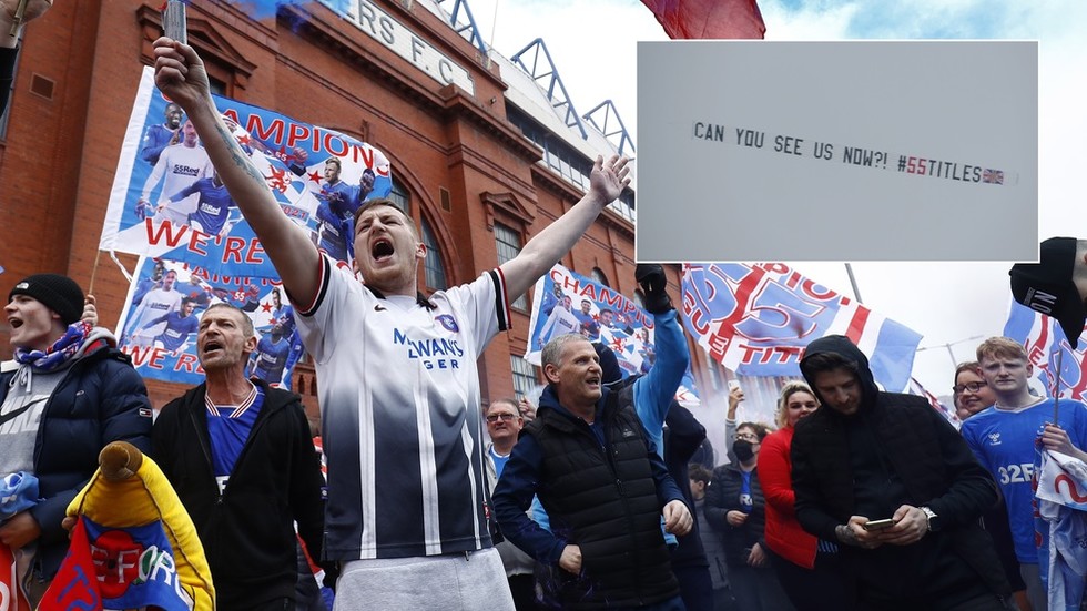 ‘Can you see us now?’ Rangers fans rejoice as turgid Celtic draw to end Glasgow rivals’ 10 year-wait for title