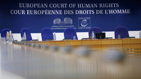 FILE PHOTO: The courtroom of the European Court of Human Rights is seen ahead of the start of a hearing concerning Ukraine's lawsuit against Russia regarding human rights violations in Crimea, at in Strasbourg, France, September 11, 2019.