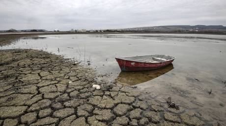 The Bakhchisarai reservoir in the Crimea. Ukraine provided up to 85% of the Crimea's fresh water needs through the North Crimean Canal running from the Dnieper.