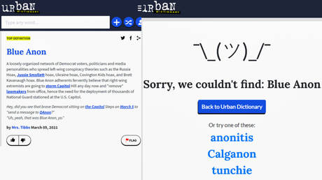 dictionary urban anon blue wing label left rt restores conspiracy theorists censorship backlash after over conservatives snicker censors term also
