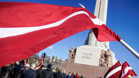 FIILE PHOTO: Riga, Latvia. People take part in a march of former Latvian Waffen SS legionaries and their supporters near Freedom Monument.© Sputnik