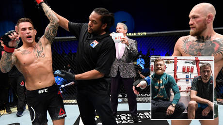 UFC star Conor McGregor (right) lost to Dustin Poirier (left) © Jeff Bottari/Handout Photo via USA TODAY Sports | © Instagram / coach_kavanagh