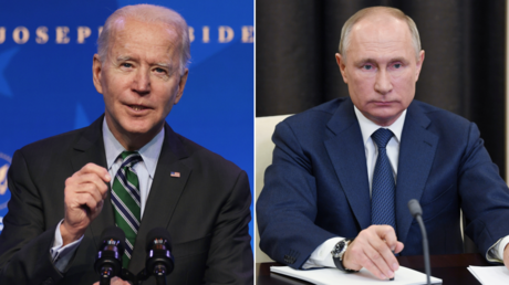 US President Joe Biden. © Getty Images / Alex Wong / Staff; Russian President Vladimir Putin.© Sputnik/Aleksey Nikolskyi