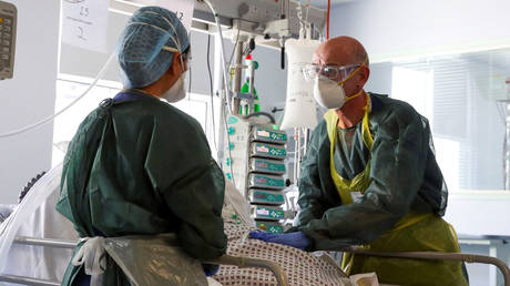 Covid-19 patient in Surrey, Britain, May 22, 2020