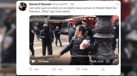Suspected assailant of elderly Chinese woman in San Francisco ends up handcuffed to stretcher after she BEATS HIM UP with stick