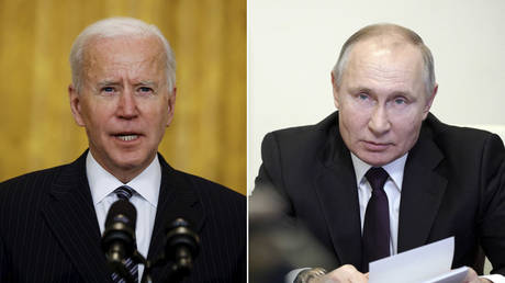 (L) US President Joe Biden ©️ REUTERS / Carlos Barria; (R) Russian President Vladimir Putin ©️ Sputnik / Alexei Druzhinin / Kremlin via REUTERS