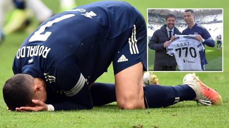 Ronaldo receives &lsquo;GOAT jersey&rsquo; after goalscoring feat &ndash; only for Juve to suffer embarrassing loss to minnows as title hopes fade