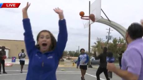 &lsquo;Don&rsquo;t ever celebrate too soon&rsquo;: American TV presenter suffers cruel basketball embarrassment in viral VIDEO