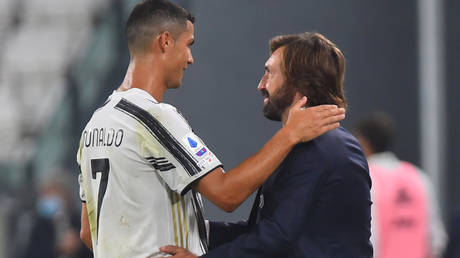 Cristiano Ronaldo and Juventus coach Andrea Pirlo. © Reuters