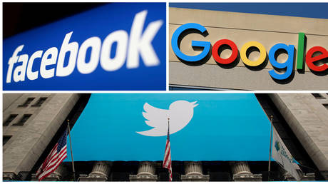 FILE PHOTO: Facebook, Google and Twitter logos are seen in this combination photo from Reuters files.© REUTERS