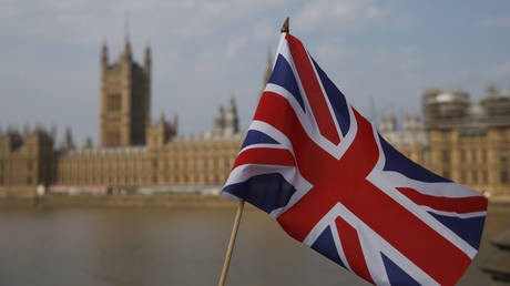 A Union Jack flag outside the Houses of Parliament on August 9, 2020 in London, United Kingdom