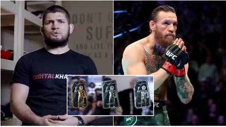 Khabib announced the release of the digital cards, leading fans to joke about McGregor snapping them up. © Twitter @TeamKhabib / USA Today Sports