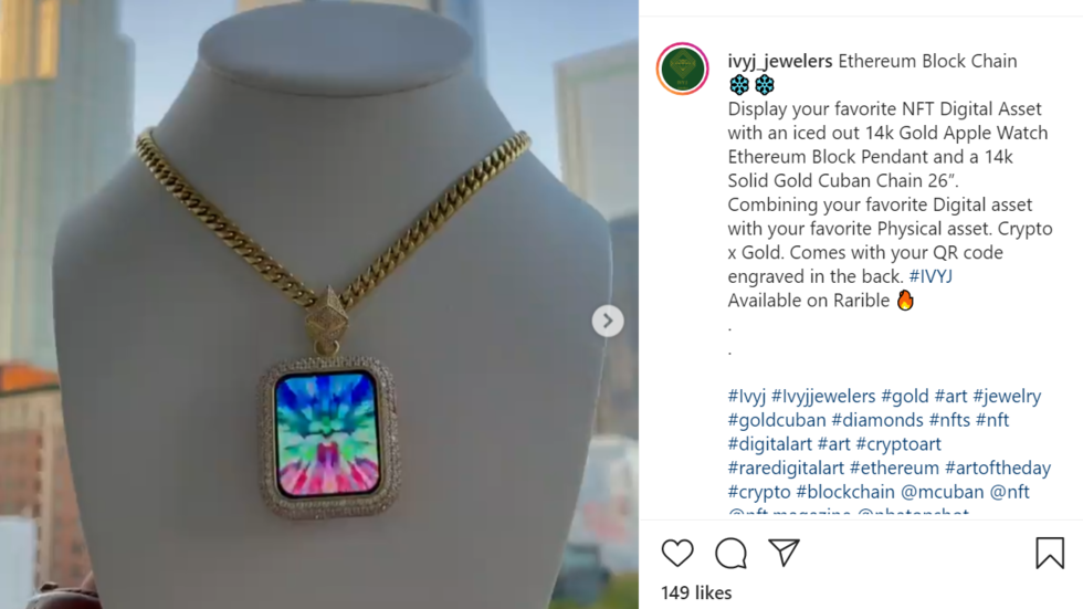 Blockchain bling: Jeweler creates gold necklace with NFT pendant amid