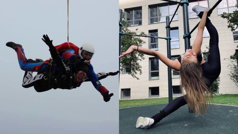 Russian Gymnastics queen Aleksandra Soldatova thrills with parachute jump 2 Russian Gymnastics queen Aleksandra Soldatova thrills with parachute jump