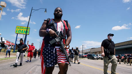 Black gun owners take part in a rally in support of the Second Amendment in Oklahoma City, June 20, 2020.