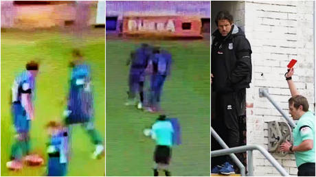 &lsquo;It&rsquo;s embarrassing&rsquo;: Feuding teammates in &lsquo;budget version of Zidane vs. Materazzi&rsquo; as player is sent off for &lsquo;headbutt&rsquo; (VIDEO)