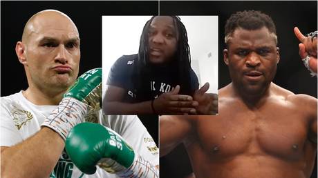 Ngannou striking coach Dewey Cooper (inset) says the UFC heavyweight champion (right) "for sure" could defeat his WBC counterpart Tyson Fury (left) in a boxing match - Reuters