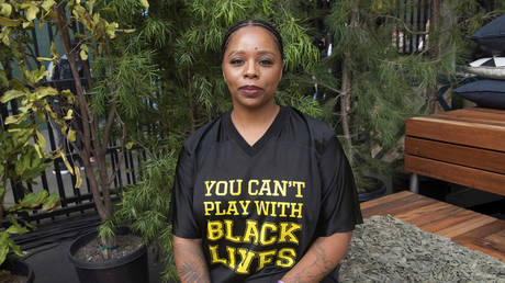 Patrisse Cullors poses for a photo on day three of Summit LA18 in Los Angeles.