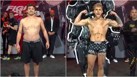 Ben Askren and Jake Paul weighed in before their bout on Saturday. © Twitter @FiteTV