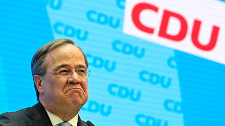 FILE PHOTO: The head of Christian Democratic Union (CDU), Armin Laschet, gives a news conference in Berlin, Germany, on April 20, 2021.