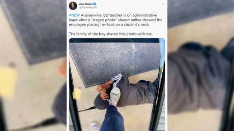 Texas school teacher suspended over photo of her foot on black student&rsquo;s neck