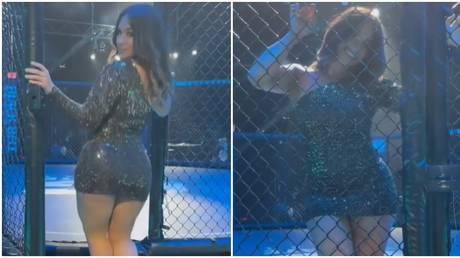 Loureda made a trip to the cage as she posed for fans. © Instagram @valerieloureda