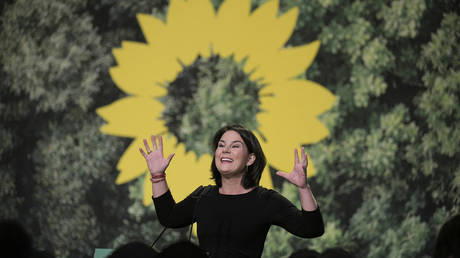 German Green party co-leader Annalena Baerbock delivers a speech at a two-day party congress of the German Green party in Bielefeld, western Germany on November 16, 2019.