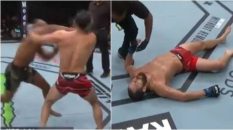 Kamaru Usman knocked out Jorge Masvidal at UFC 261. © Twitter