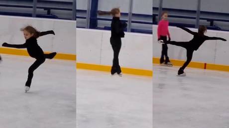 Russian skater Alena Zhilina, 11, easily lands the most difficult jumping combo of Olympic and world champ Alina Zagitova (VIDEO)