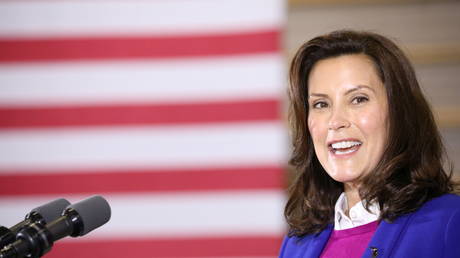 Michigan Governor Gretchen Whitmer at the Beech Woods Recreation Center in Southfield, Michigan, US , October 16, 2020