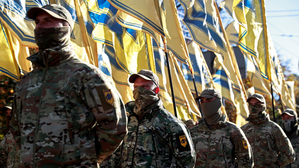 Ukrainian Neo-Nazis parade through Odessa on seventh anniversary of