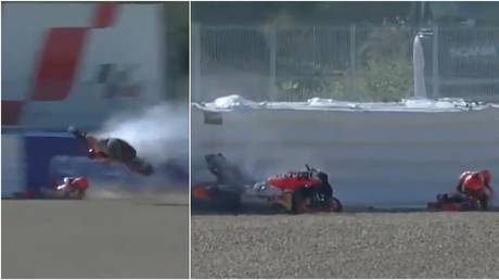 MotoGP legend Marc Marquez suffered  the crash in practice at the Spanish Grand Prix. © Twitter @ViceRoyJohnny