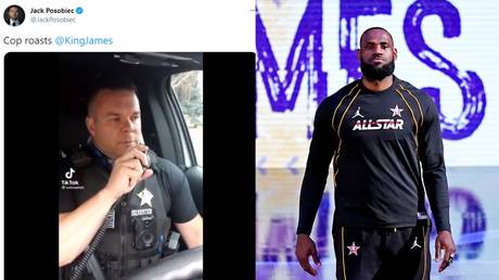 Deputy Nate Silvester is shown in his viral video mocking an attack on police by NBA star LeBron James.