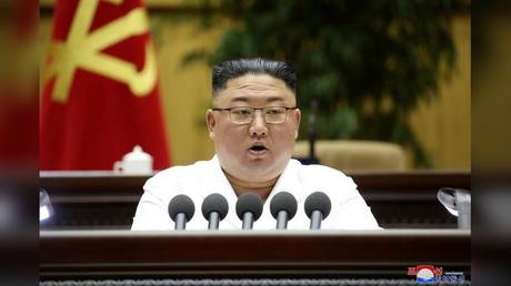 North Korean leader Kim Jong Un is shown speaking at an event last month in Pyongyang.