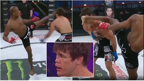 Michael Page broke rival Derek Anderson's nose in their bout at Bellator 258. © Twitter @BellatorMMA