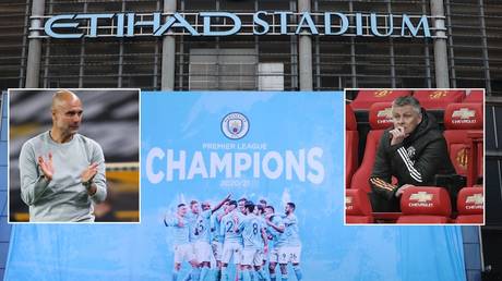 Bowing to the inevitable: Man City crowned Premier League champions for third time in four seasons as rivals Utd lose to Leicester