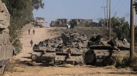 Israeli troops and tanks near the border with the Gaza Strip, but not actually inside - as many outlets erroneously reported, May 14, 2021.