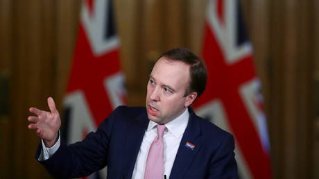 FILE PHOTO: Britain's Health Secretary Matt Hancock holds a news conference at 10 Downing Street, amid the coronavirus disease (COVID-19) outbreak, in London, Britain March 17, 2021.