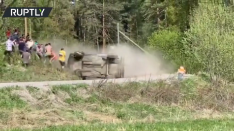 WATCH: Rally car comes INCHES from crashing into spectators in terrifying near miss in Russia