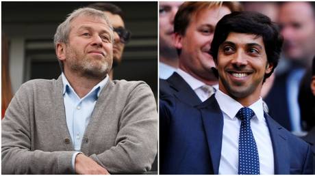 Respective Chelsea and Manchester City owners Roman Abramovich and Sheikh Mansour. © Reuters